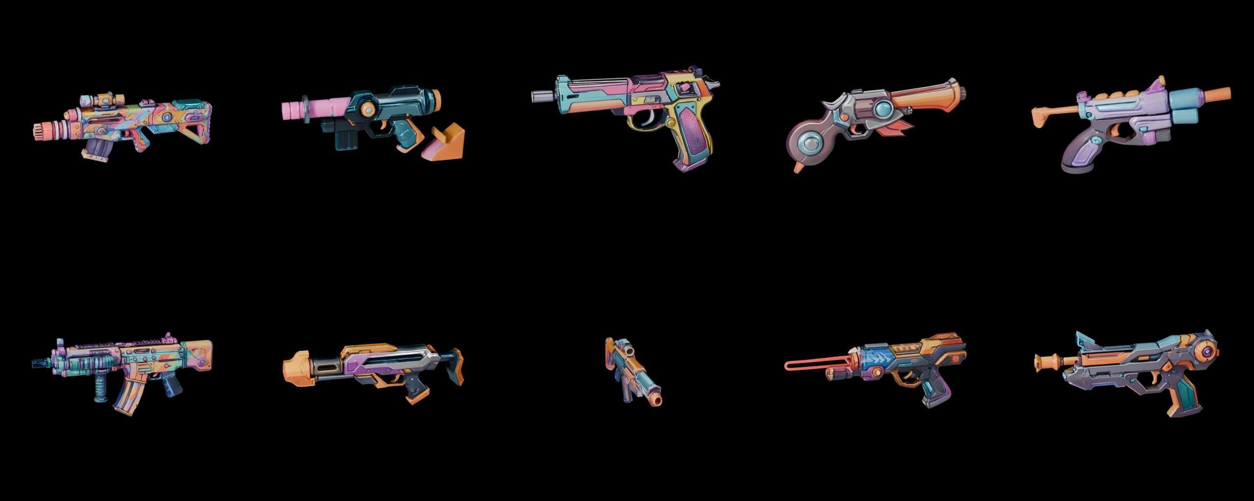 GunWeapon bundle 7 pack 100 fbx Low-poly 3D model_1