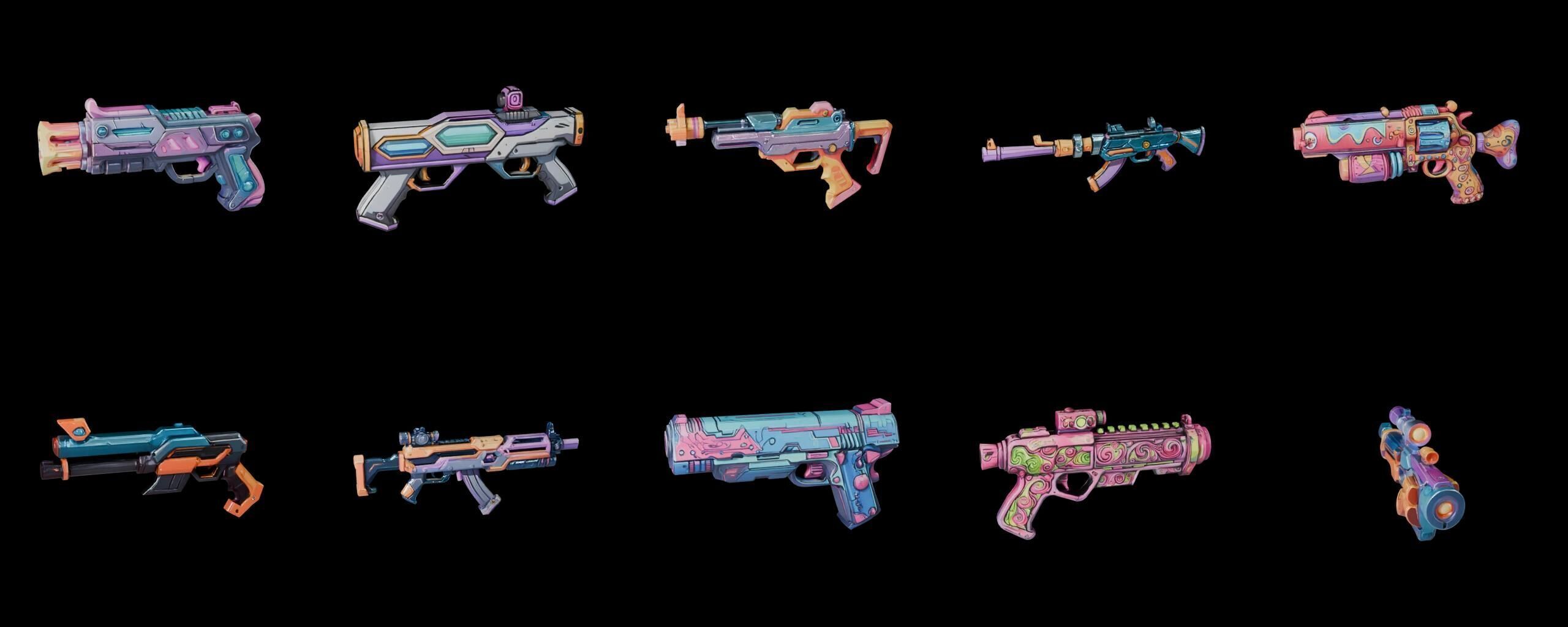 GunWeapon bundle 6 pack 100 fbx Low-poly 3D model_15