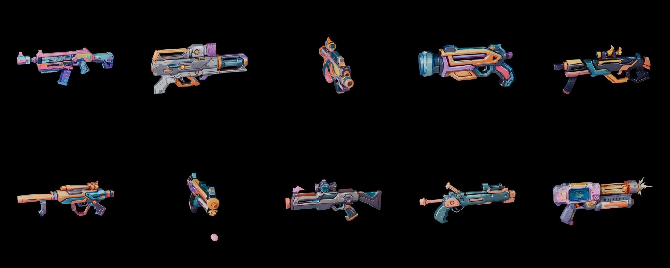 GunWeapon bundle 6 pack 100 fbx Low-poly 3D model_19