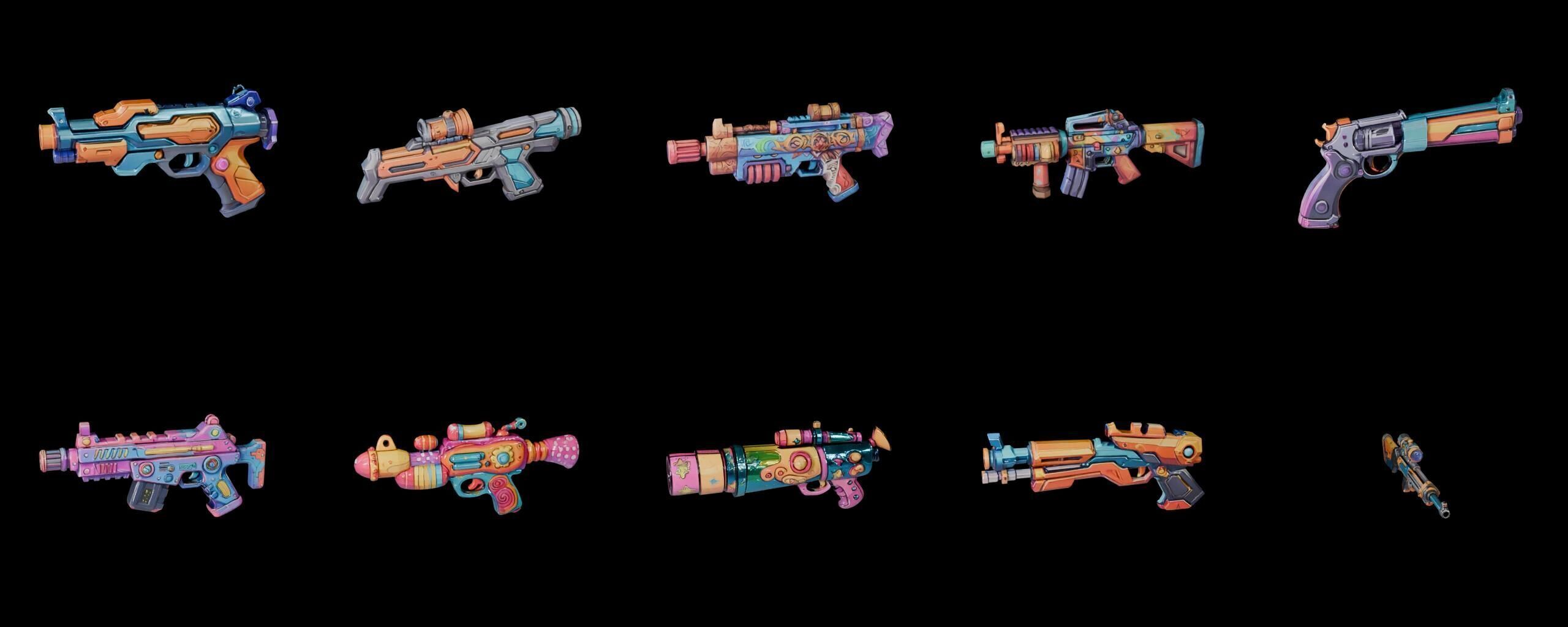 GunWeapon bundle 6 pack 100 fbx Low-poly 3D model_7