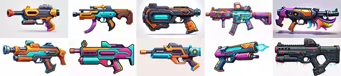 GunWeapon bundle 6 pack 100 fbx