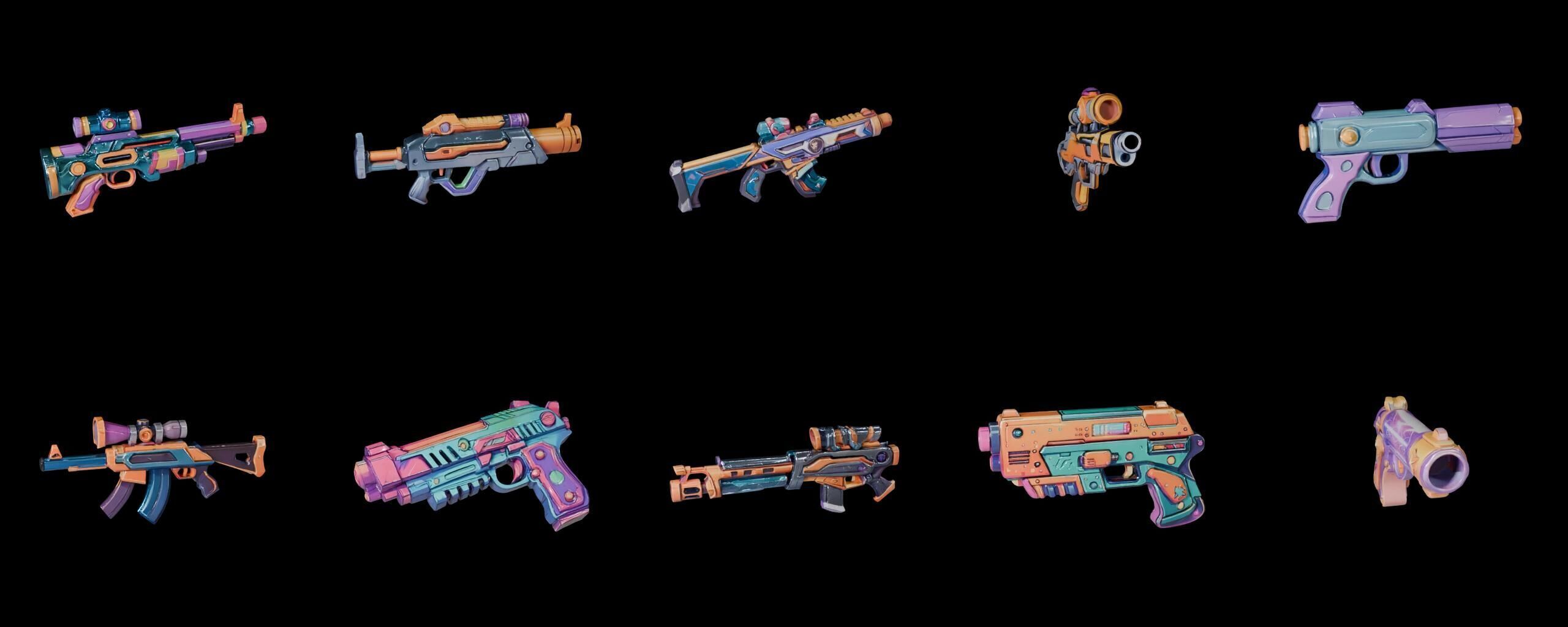 GunWeapon bundle 6 pack 100 fbx Low-poly 3D model_9