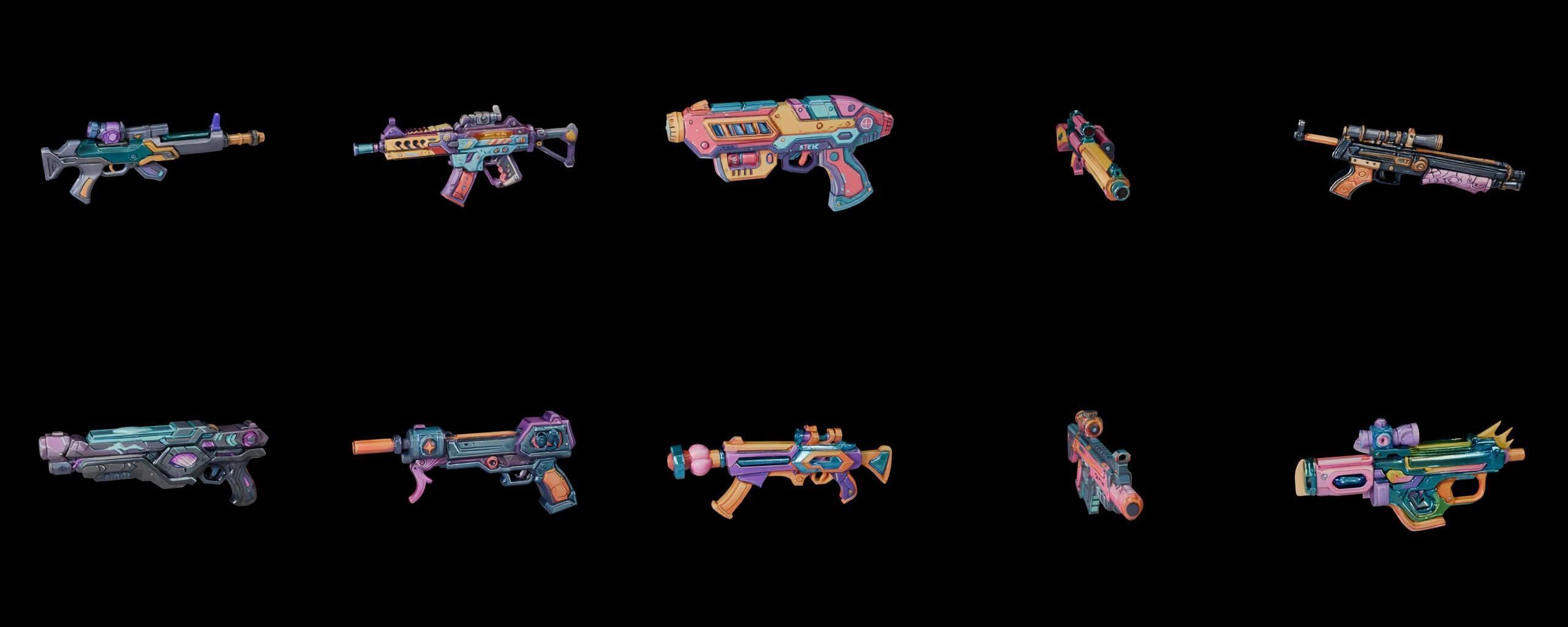 GunWeapon bundle 6 pack 100 fbx Low-poly 3D model_17