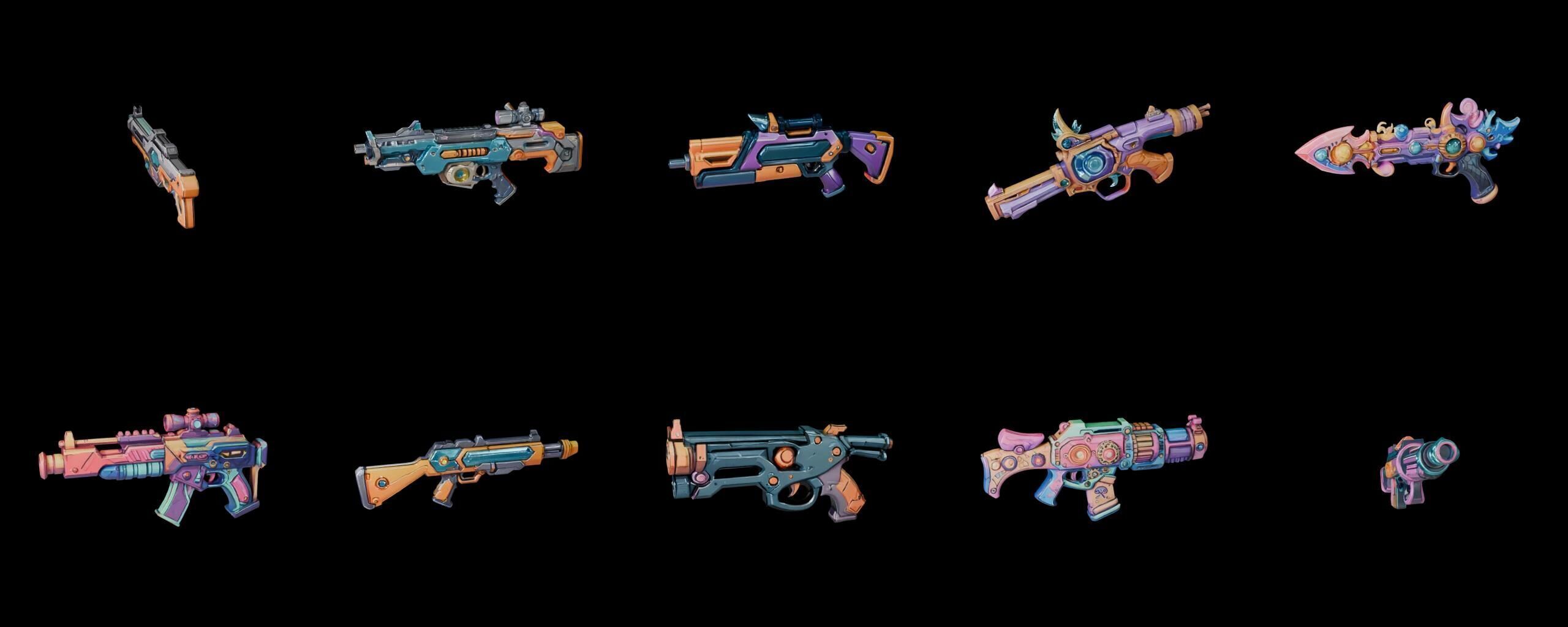 GunWeapon bundle 6 pack 100 fbx Low-poly 3D model_3
