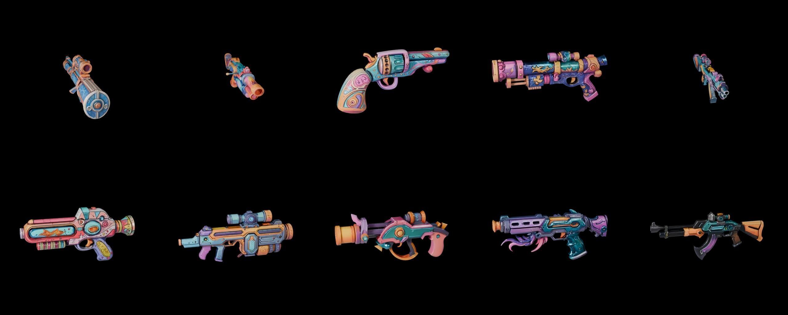 GunWeapon bundle 6 pack 100 fbx Low-poly 3D model_11