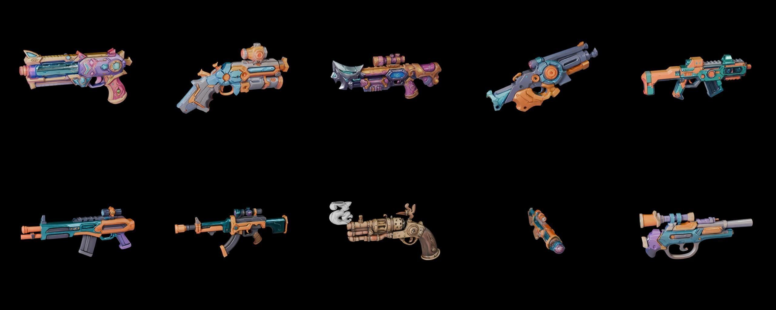 GunWeapon bundle 6 pack 100 fbx Low-poly 3D model_13