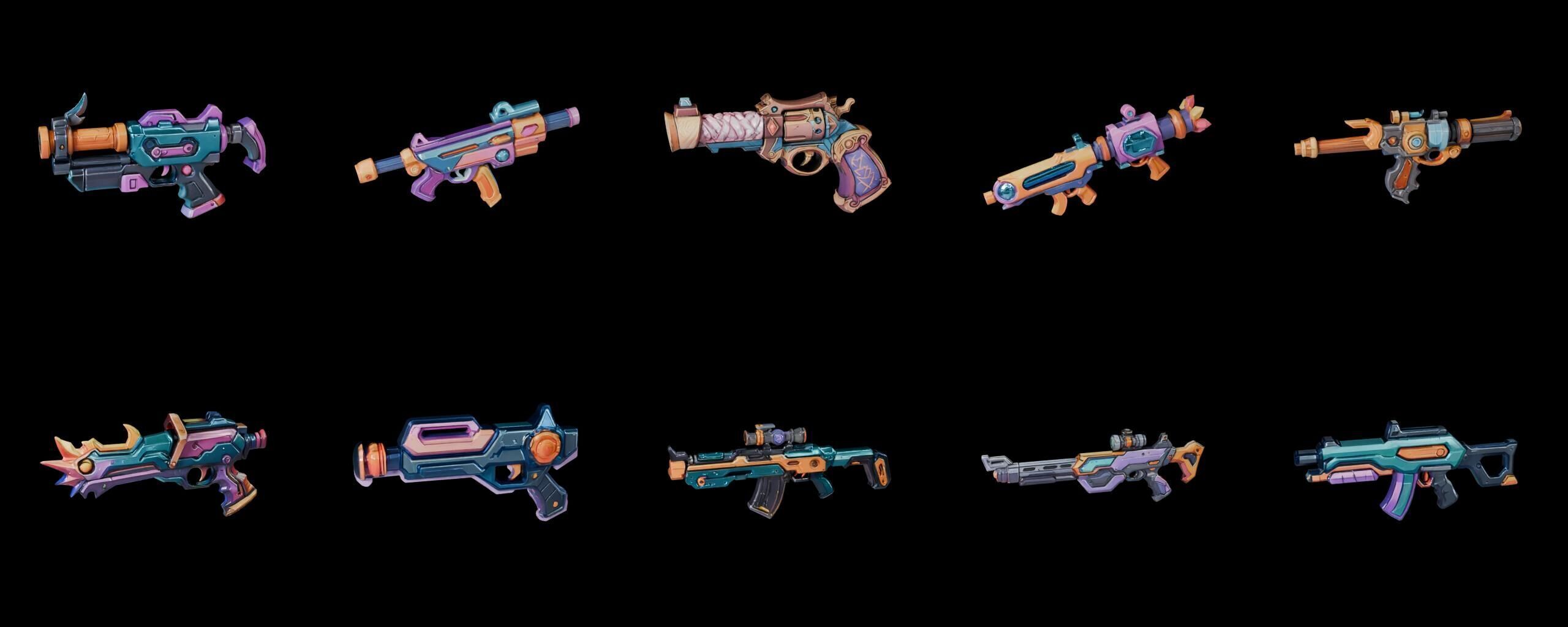 GunWeapon bundle 6 pack 100 fbx Low-poly 3D model_5