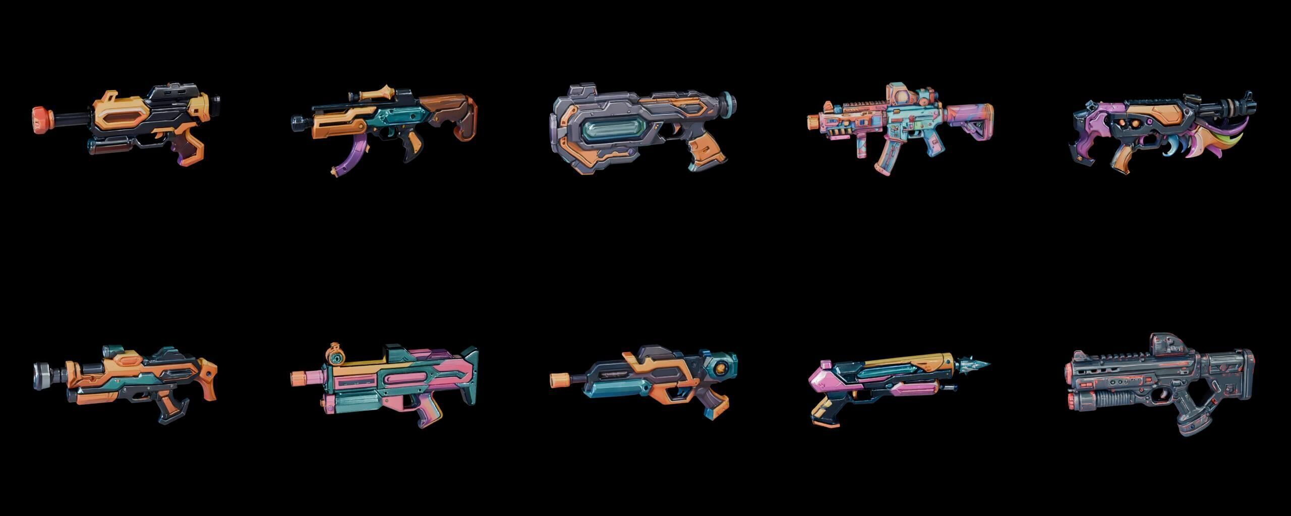GunWeapon bundle 6 pack 100 fbx Low-poly 3D model_1