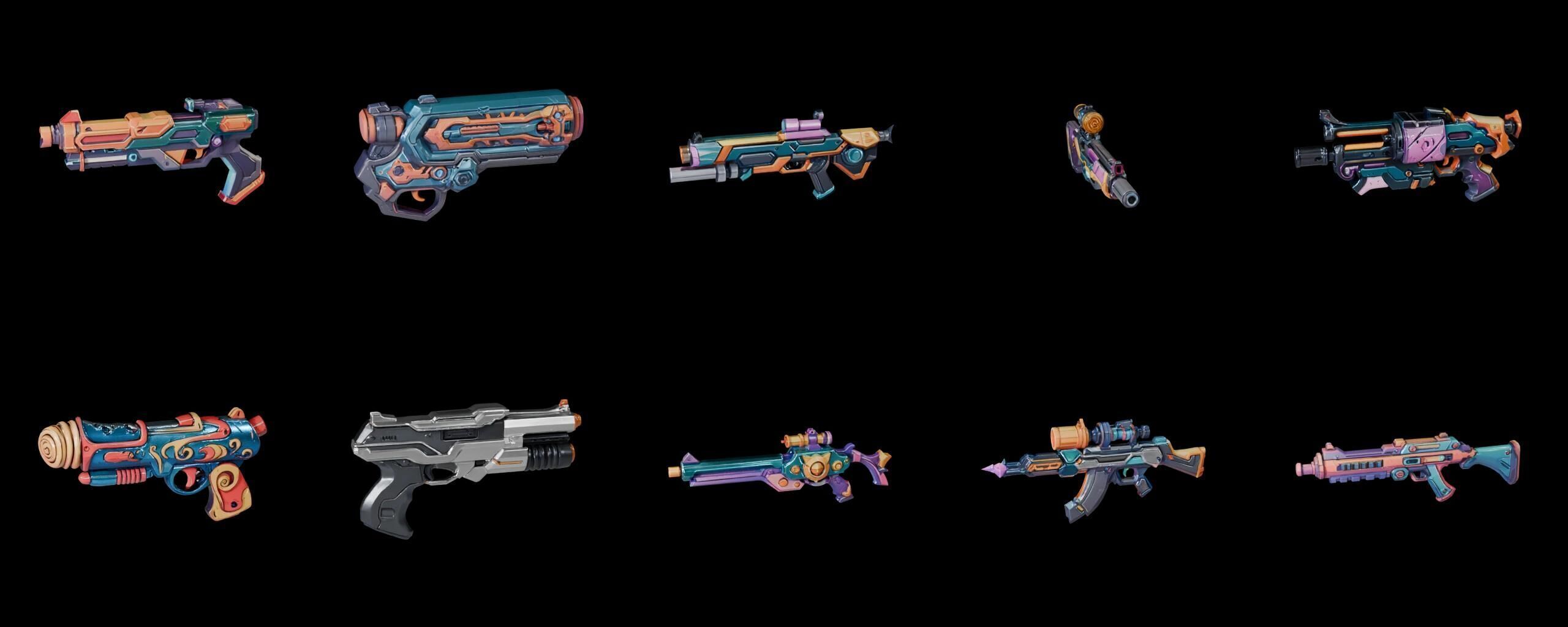 GunWeapon bundle 5 pack 100 fbx Low-poly 3D model_1