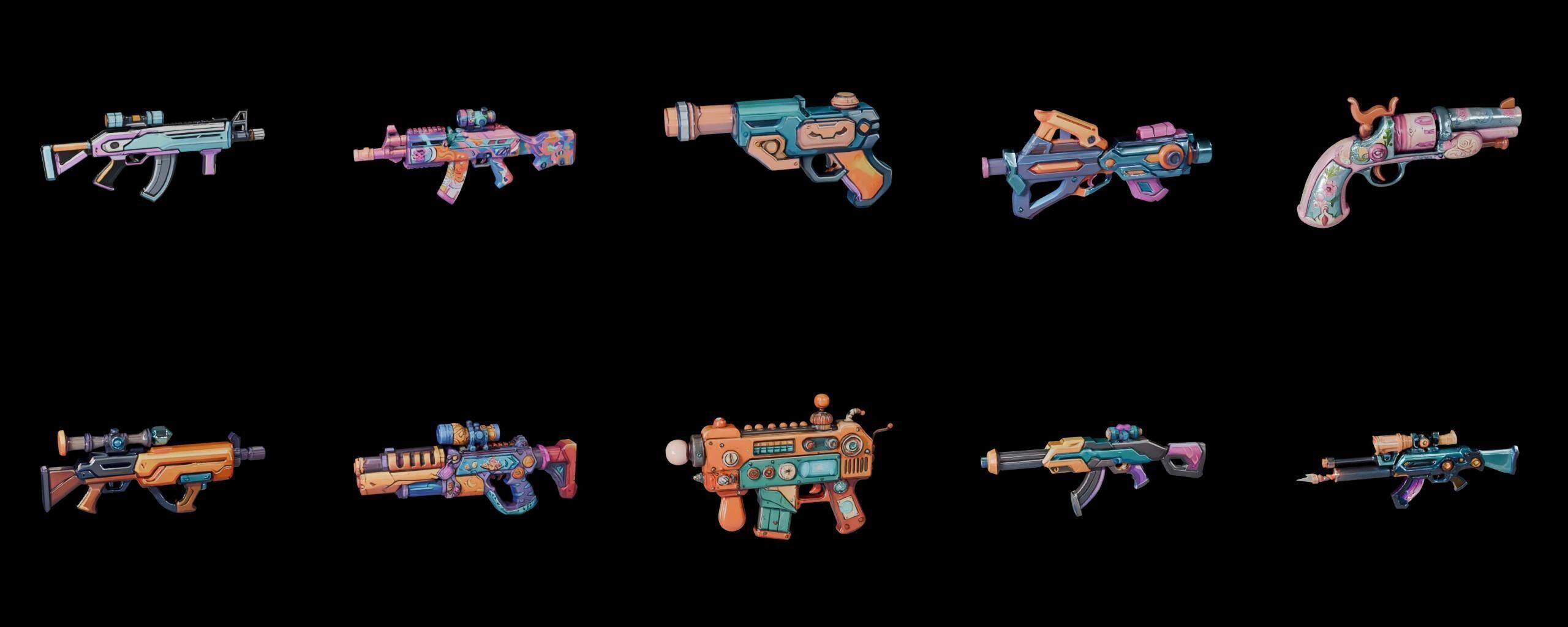 GunWeapon bundle 5 pack 100 fbx Low-poly 3D model_11