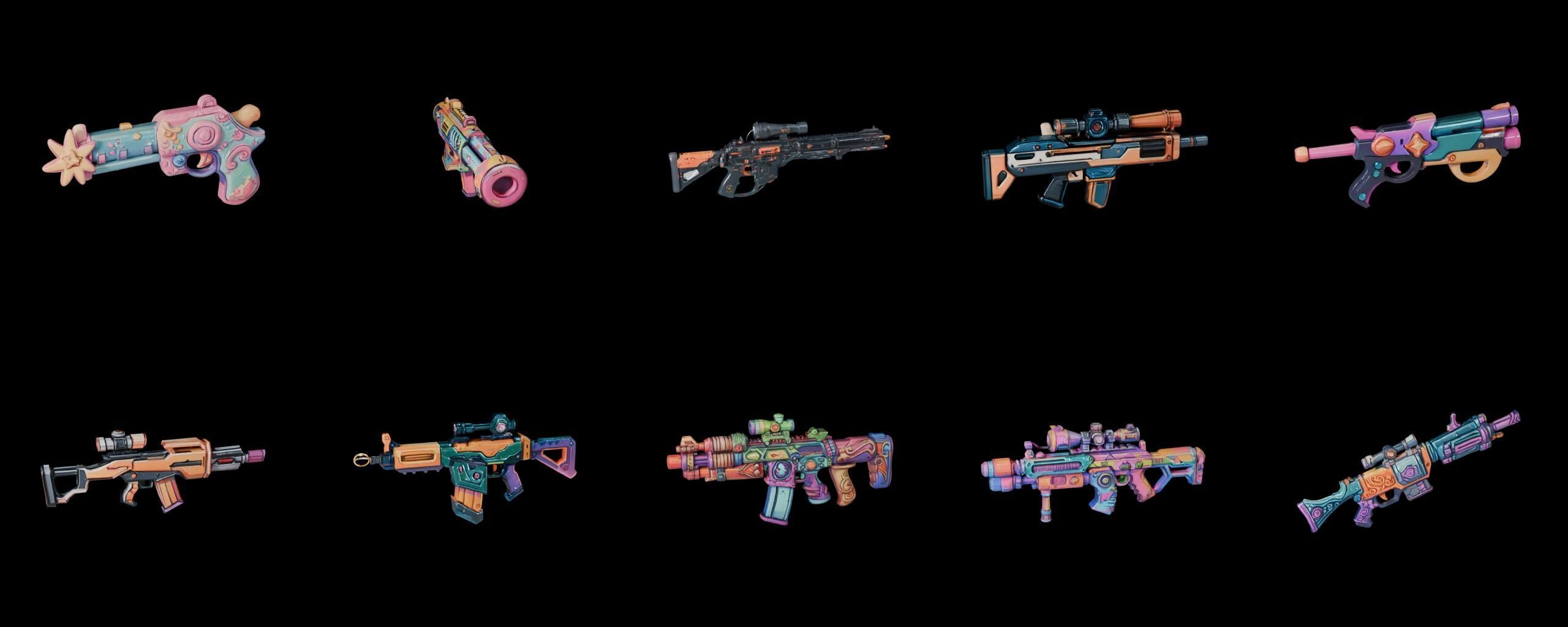GunWeapon bundle 5 pack 100 fbx Low-poly 3D model_13