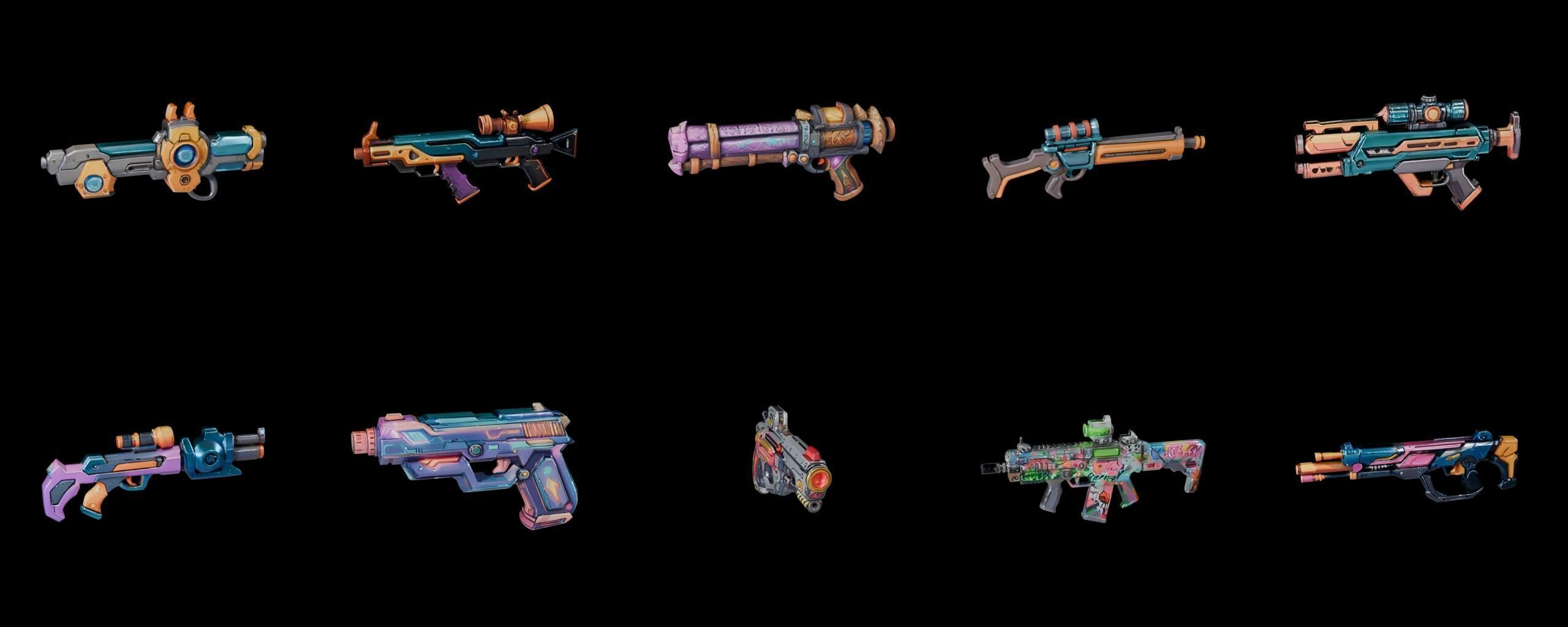 GunWeapon bundle 5 pack 100 fbx Low-poly 3D model_15