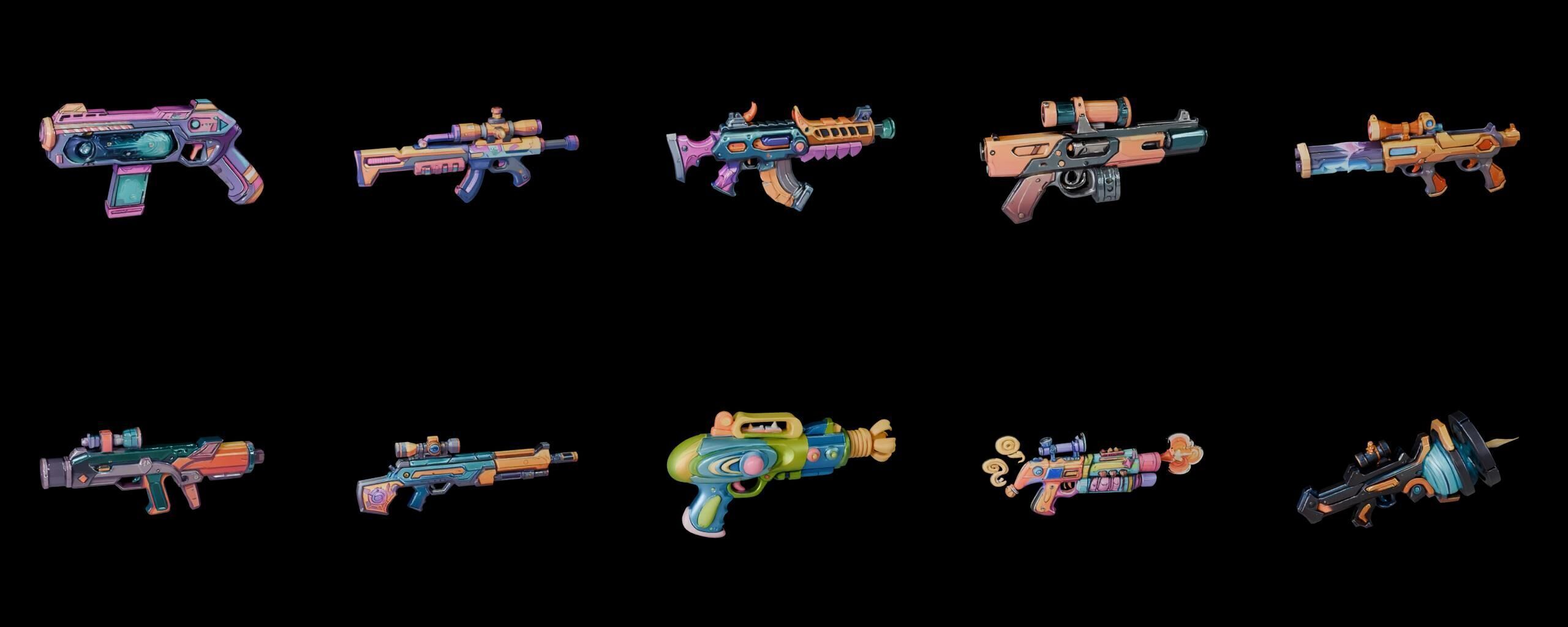 GunWeapon bundle 5 pack 100 fbx Low-poly 3D model_5