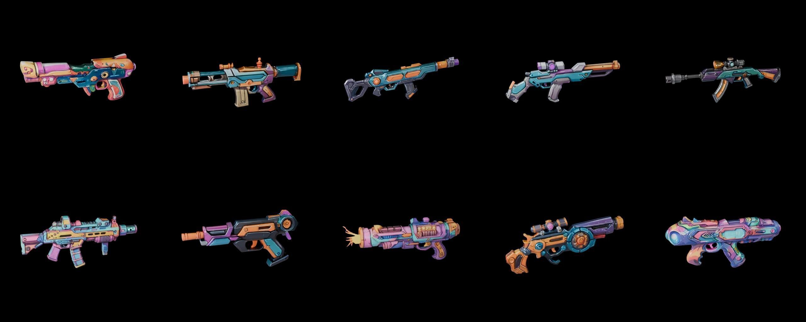 GunWeapon bundle 5 pack 100 fbx Low-poly 3D model_3