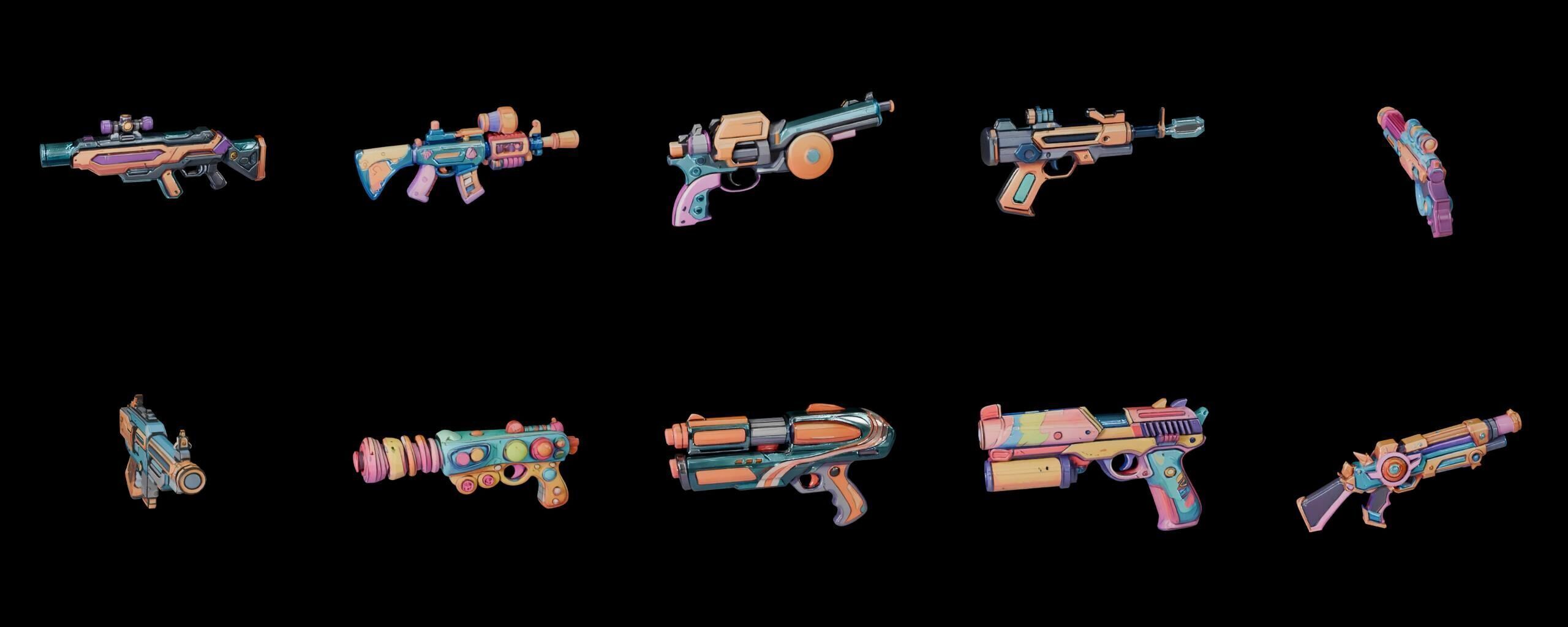 GunWeapon bundle 5 pack 100 fbx Low-poly 3D model_17