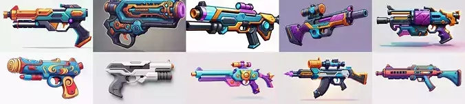 GunWeapon bundle 5 pack 100 fbx