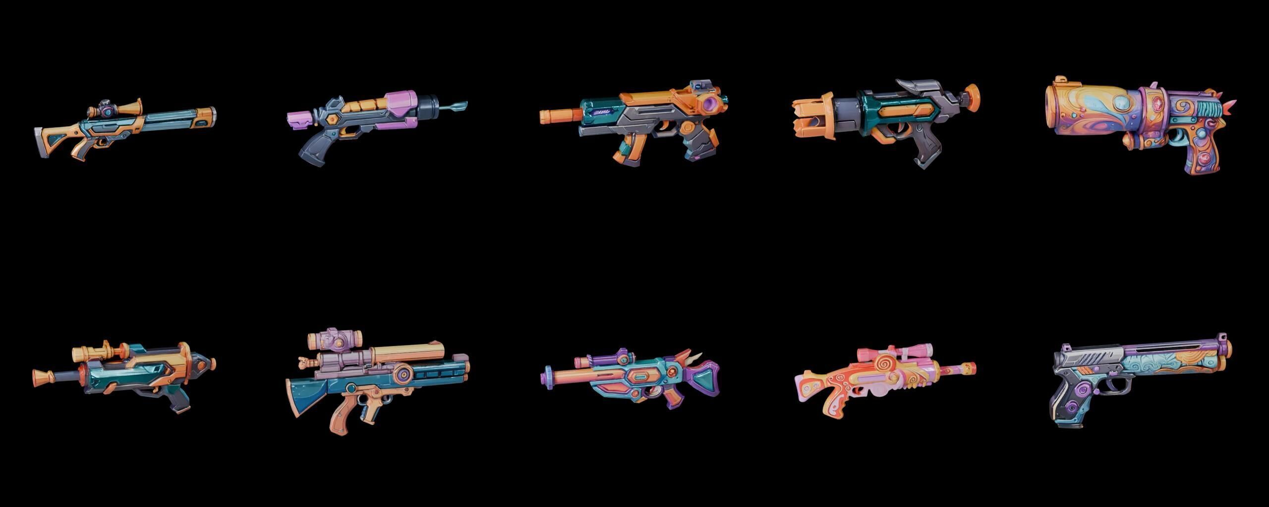 GunWeapon bundle 5 pack 100 fbx Low-poly 3D model_9