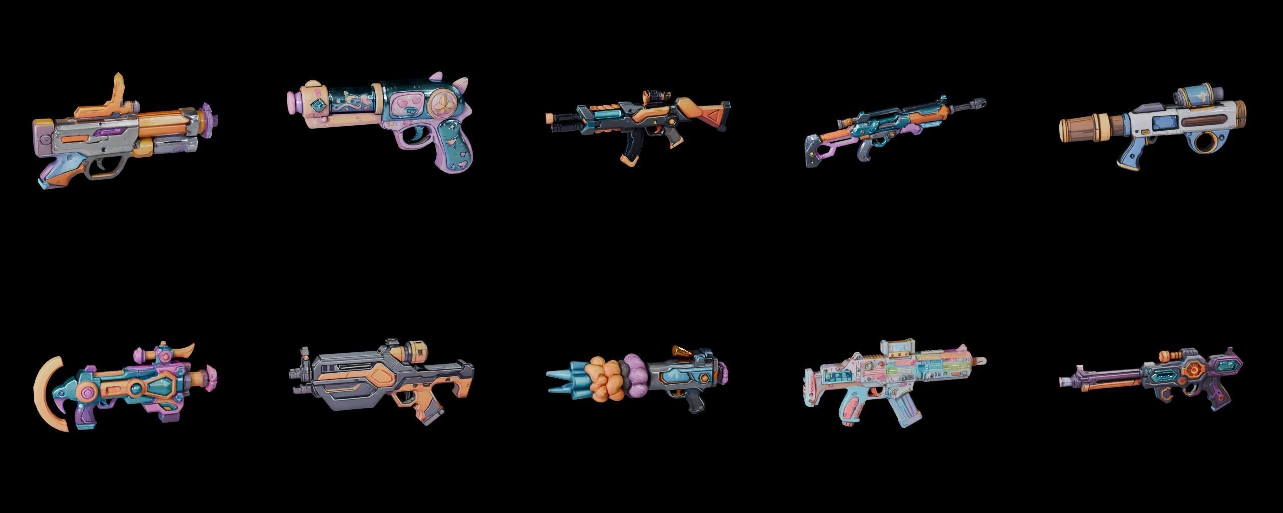 GunWeapon bundle 5 pack 100 fbx Low-poly 3D model_19