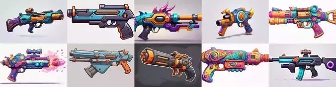 GunWeapon bundle 4 pack 100 fbx