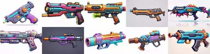 GunWeapon bundle 3 pack 100 fbx