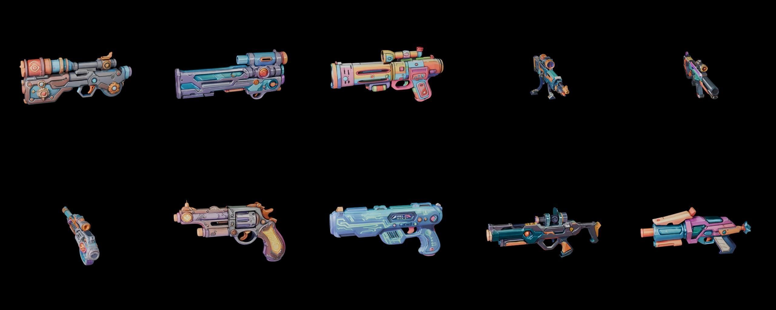 GunWeapon bundle 3 pack 100 fbx Low-poly 3D model_5