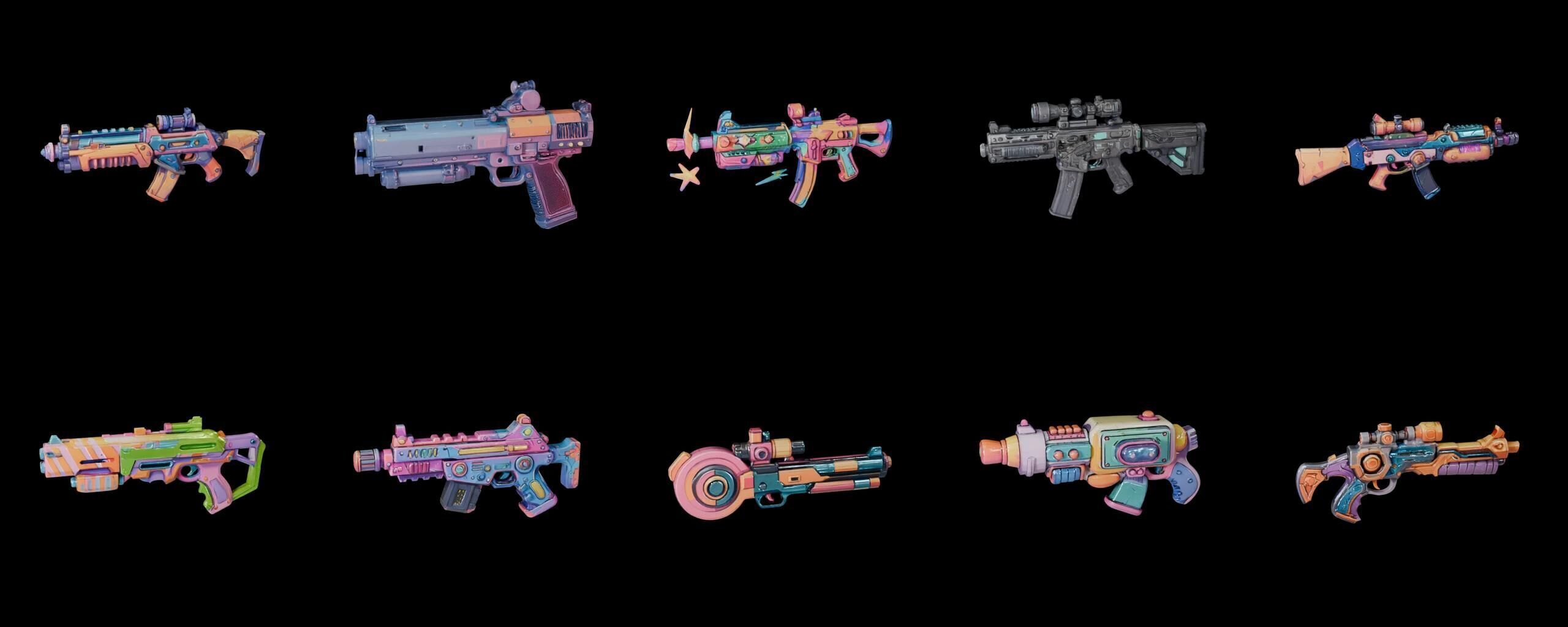 GunWeapon bundle 3 pack 100 fbx Low-poly 3D model_3