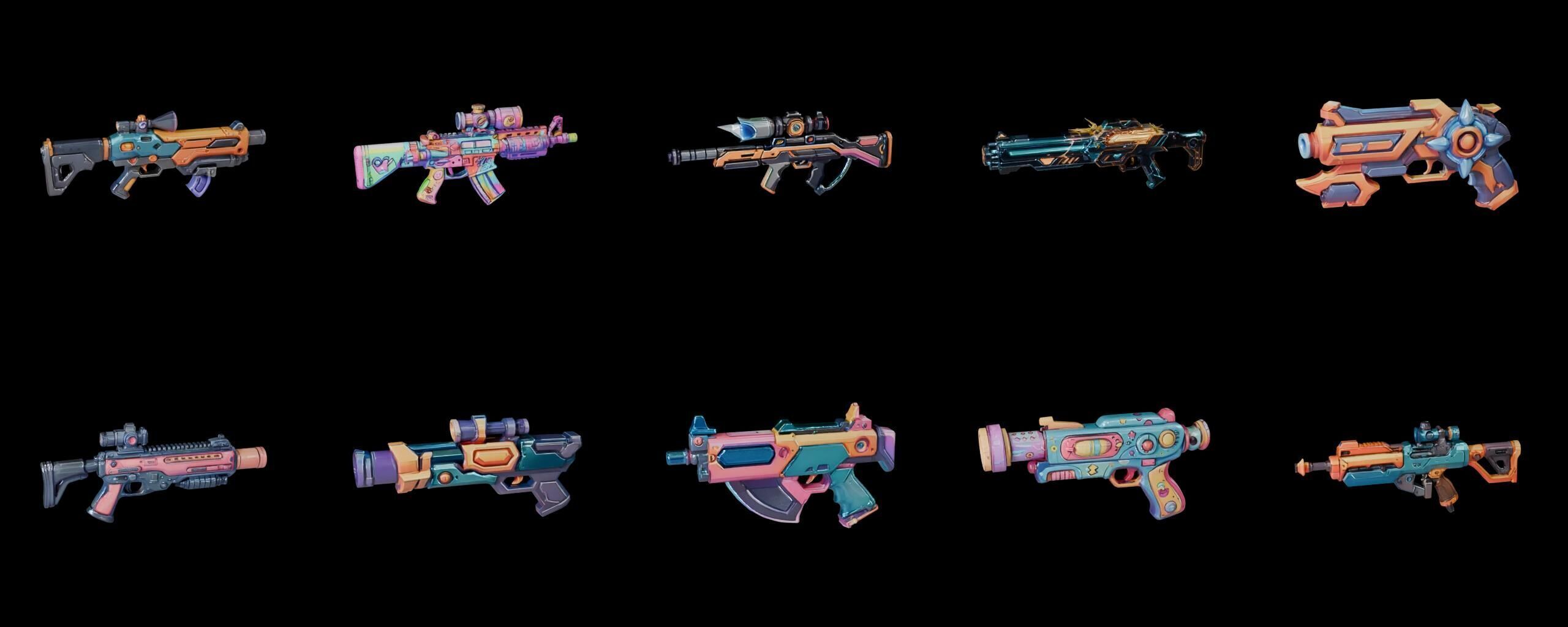 GunWeapon bundle 3 pack 100 fbx Low-poly 3D model_15