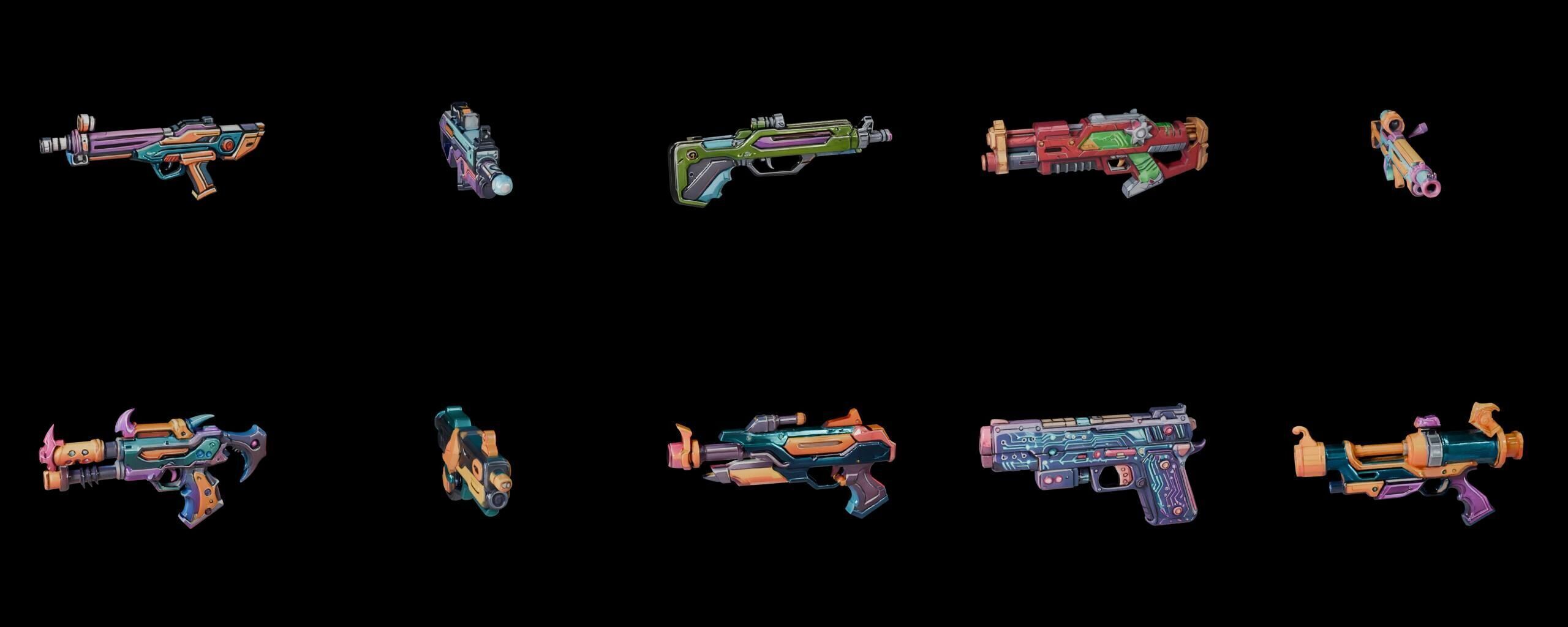 GunWeapon bundle 3 pack 100 fbx Low-poly 3D model_11