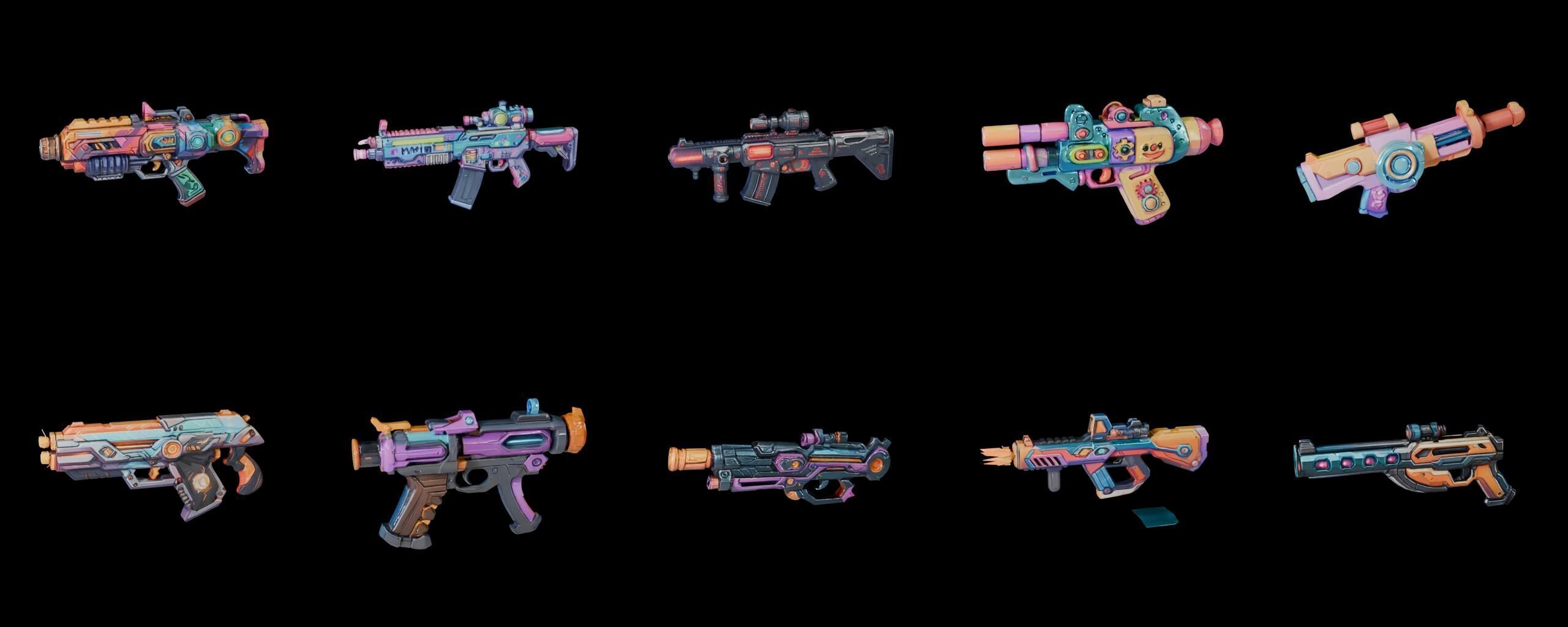 GunWeapon bundle 3 pack 100 fbx Low-poly 3D model_19
