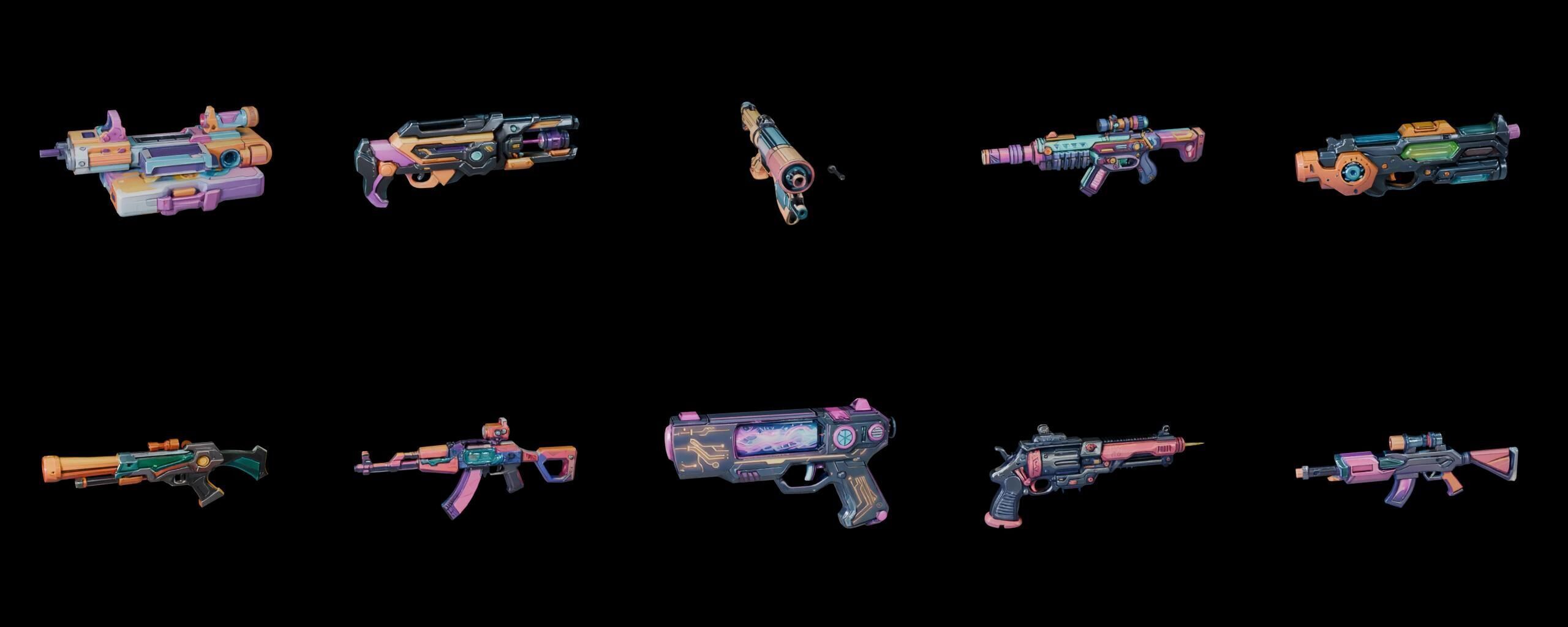 GunWeapon bundle 3 pack 100 fbx Low-poly 3D model_13