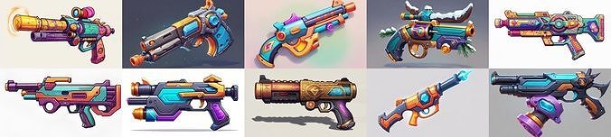 GunWeapon bundle 2 pack 100 fbx Low-poly 3D model