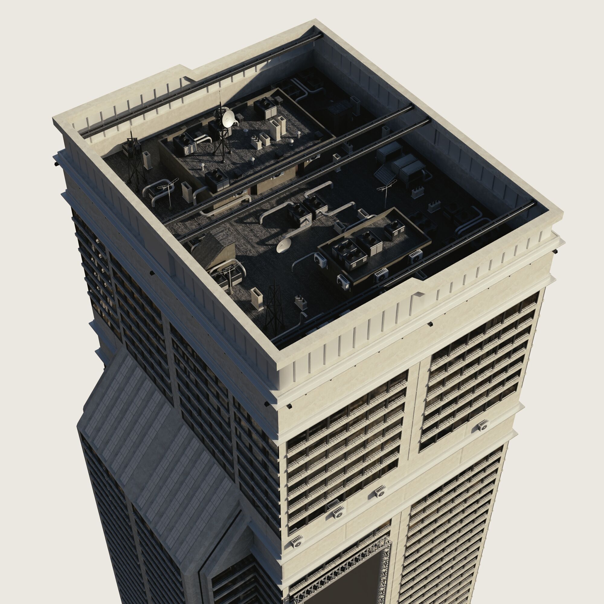 Building Skyscraper City Town Downtown Street Futuristic Utopia Low-poly 3D model_4