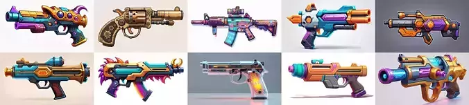 GunWeapon bundle 14 pack 100 fbx Low-poly 3D model