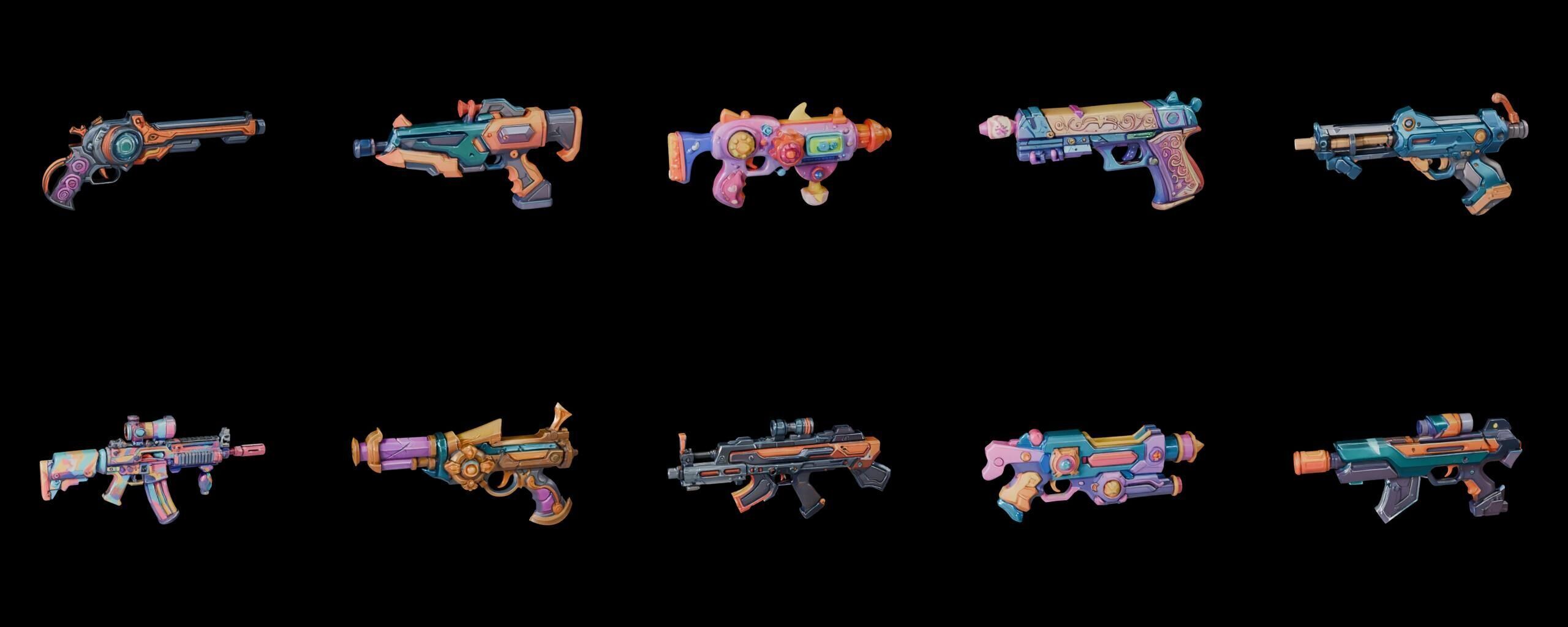 GunWeapon bundle 13 pack 100 fbx Low-poly 3D model_17