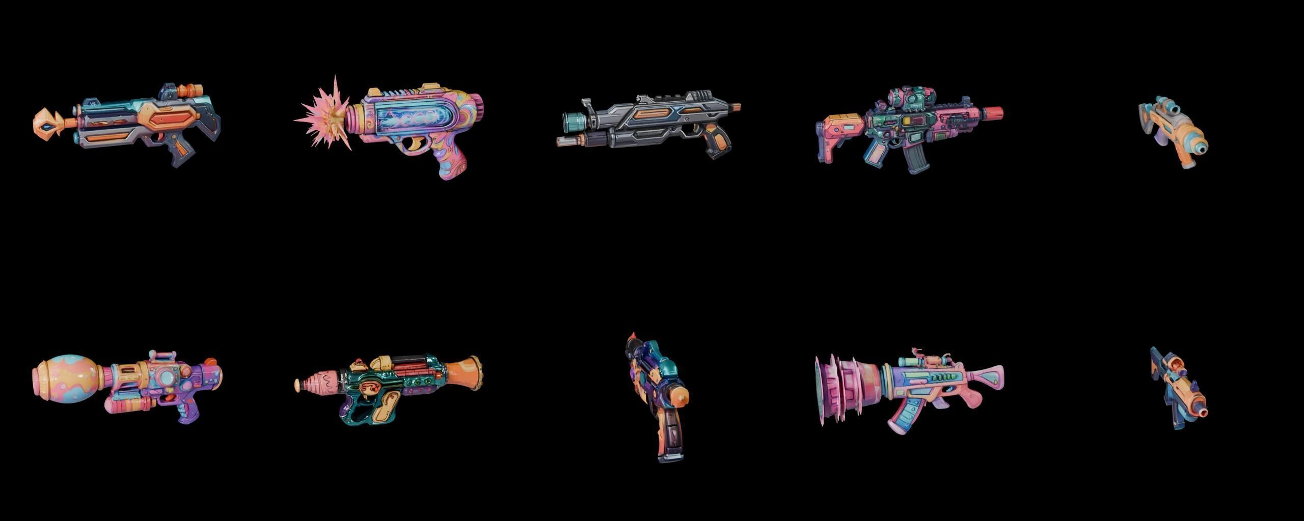 GunWeapon bundle 13 pack 100 fbx Low-poly 3D model_9