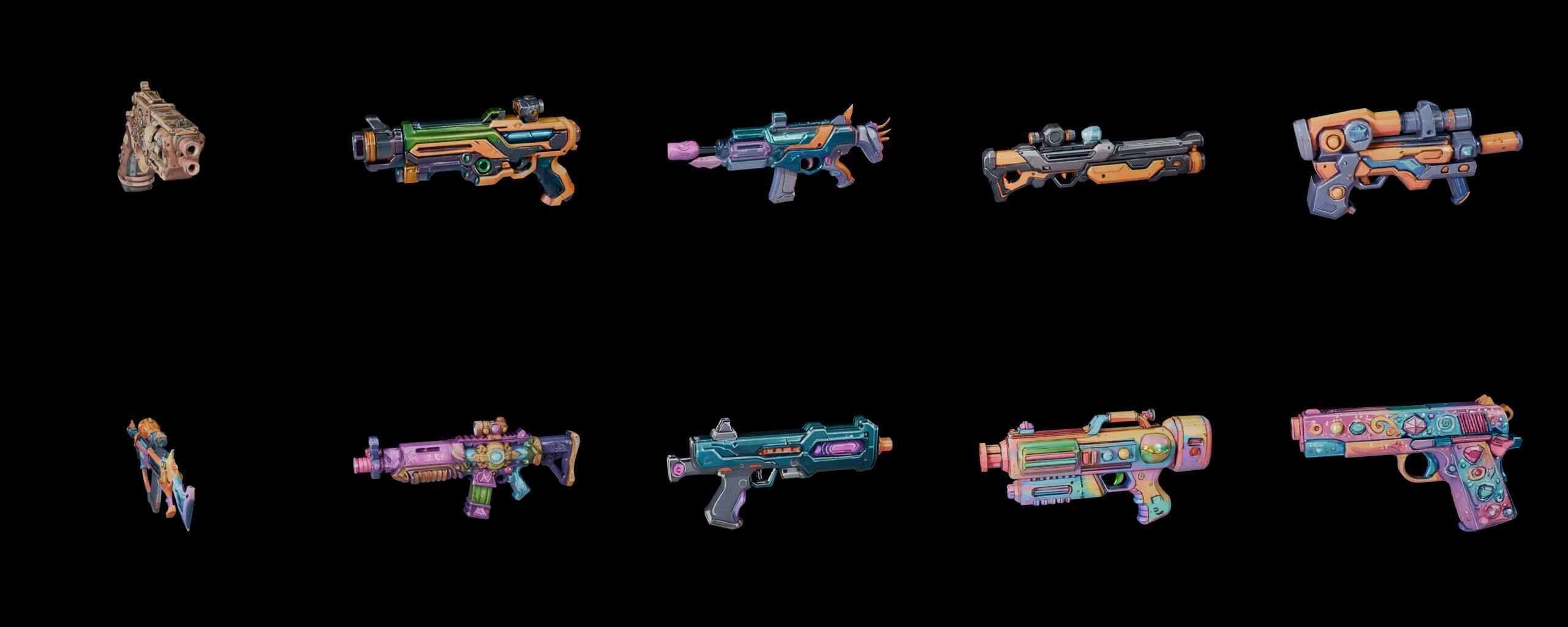 GunWeapon bundle 13 pack 100 fbx Low-poly 3D model_3