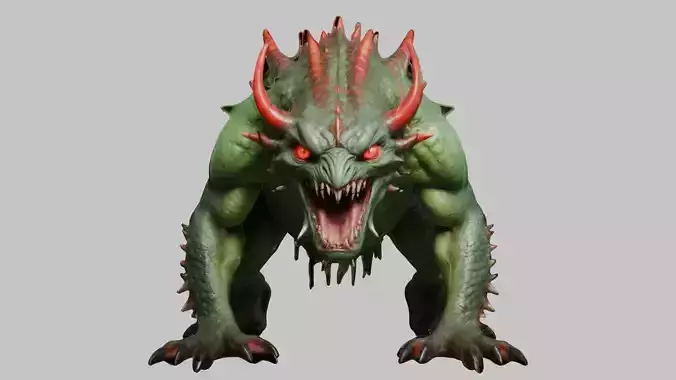 Low Poly Reptile Demon Creature