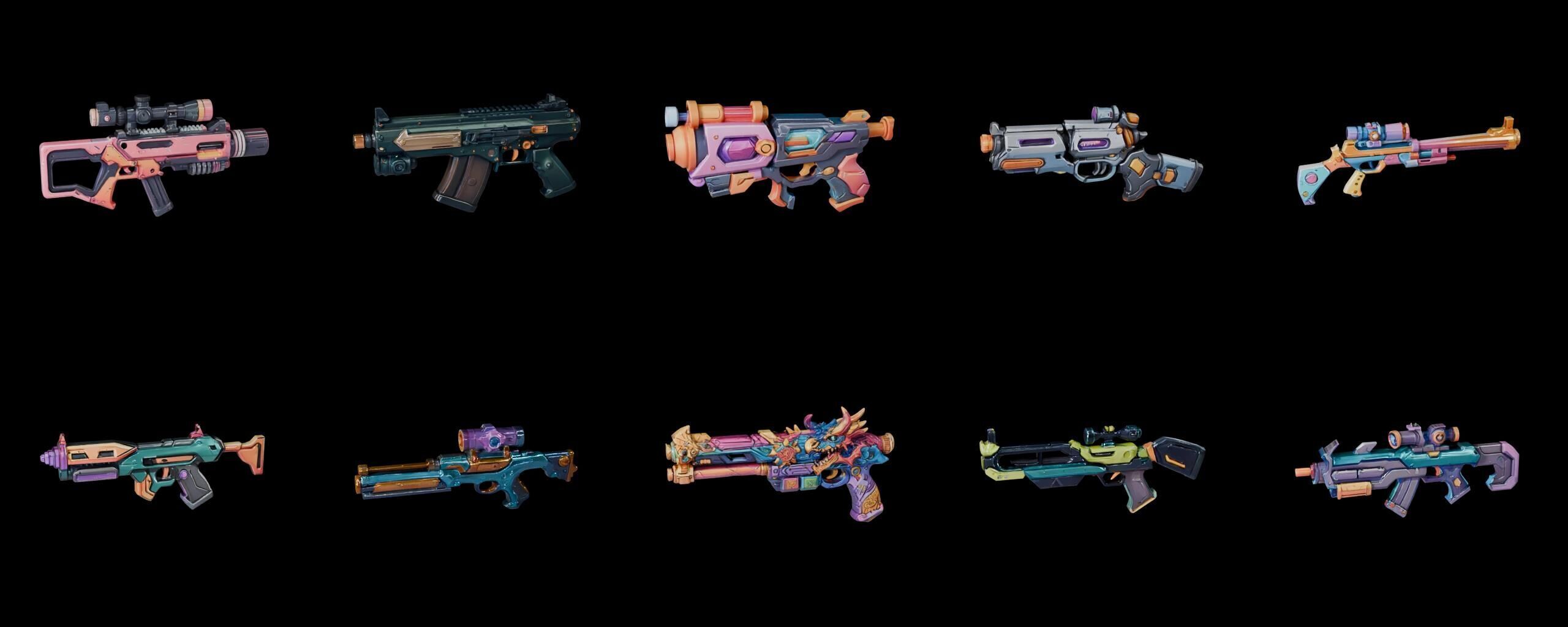 GunWeapon bundle 11 pack 100 fbx Low-poly 3D model_1