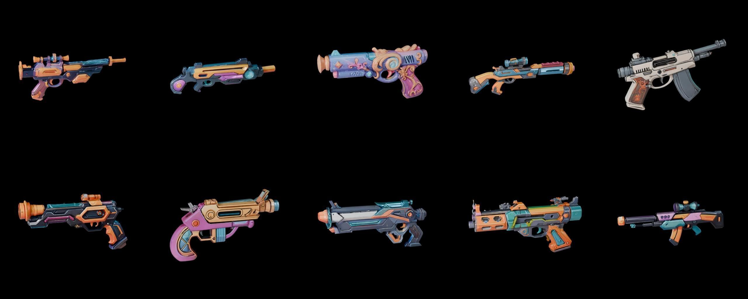 GunWeapon bundle 11 pack 100 fbx Low-poly 3D model_15