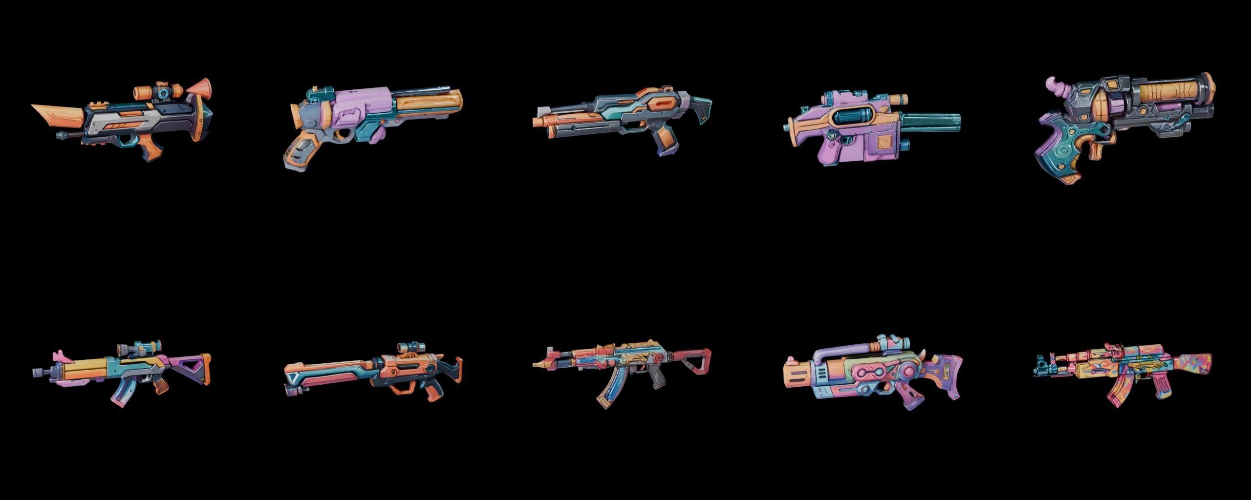 GunWeapon bundle 11 pack 100 fbx Low-poly 3D model_9