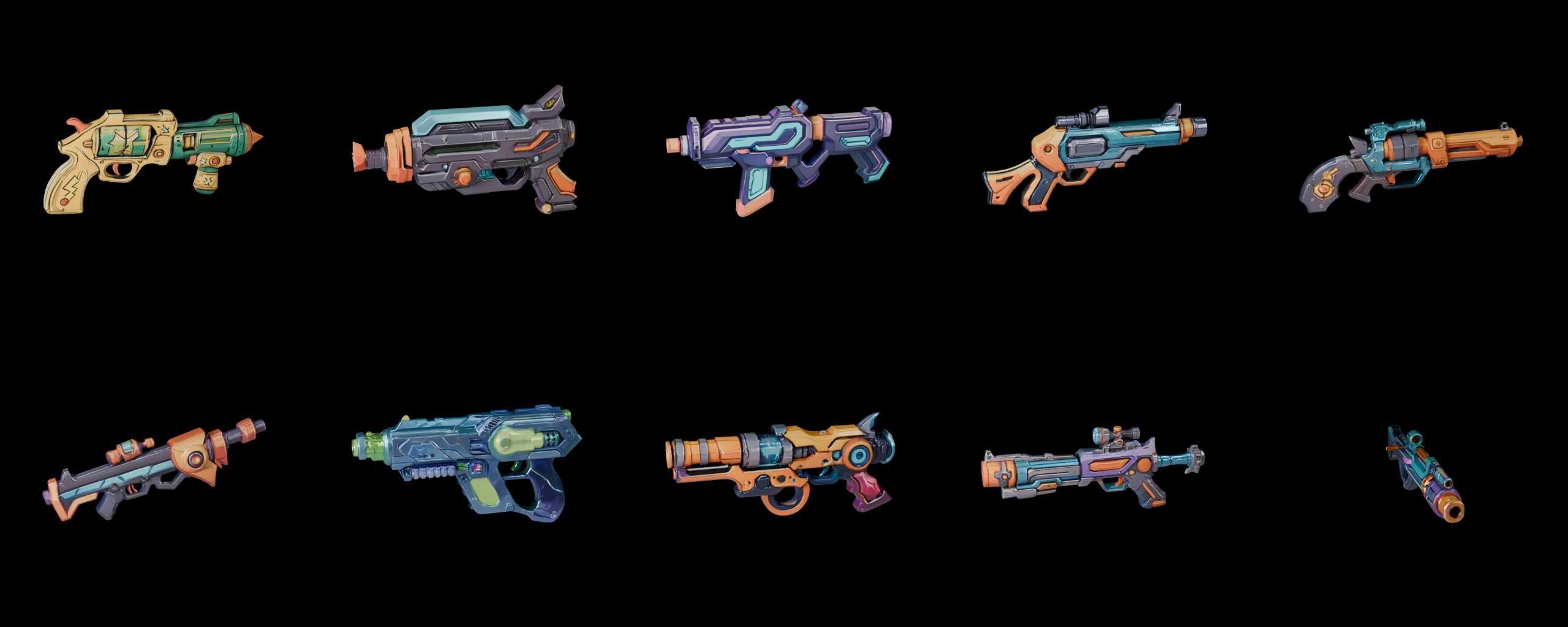 GunWeapon bundle 11 pack 100 fbx Low-poly 3D model_5