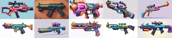 GunWeapon bundle 11 pack 100 fbx