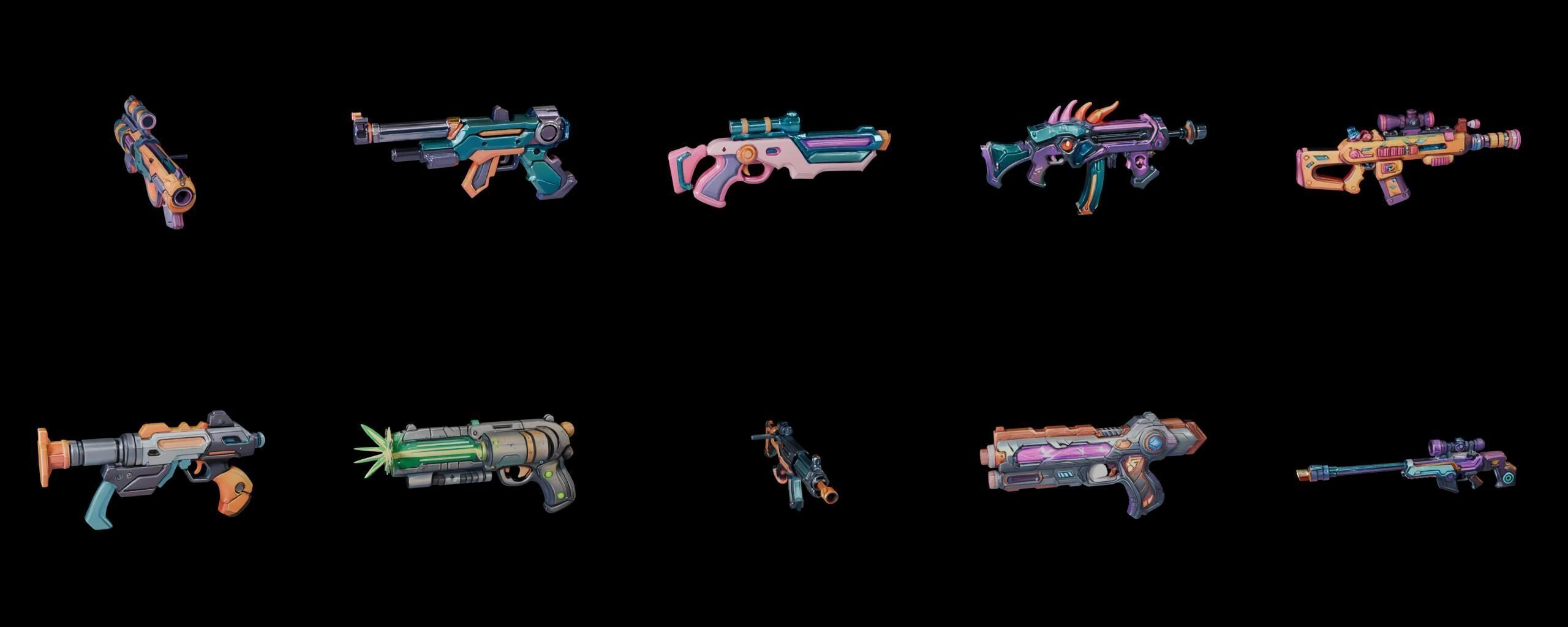 GunWeapon bundle 11 pack 100 fbx Low-poly 3D model_17