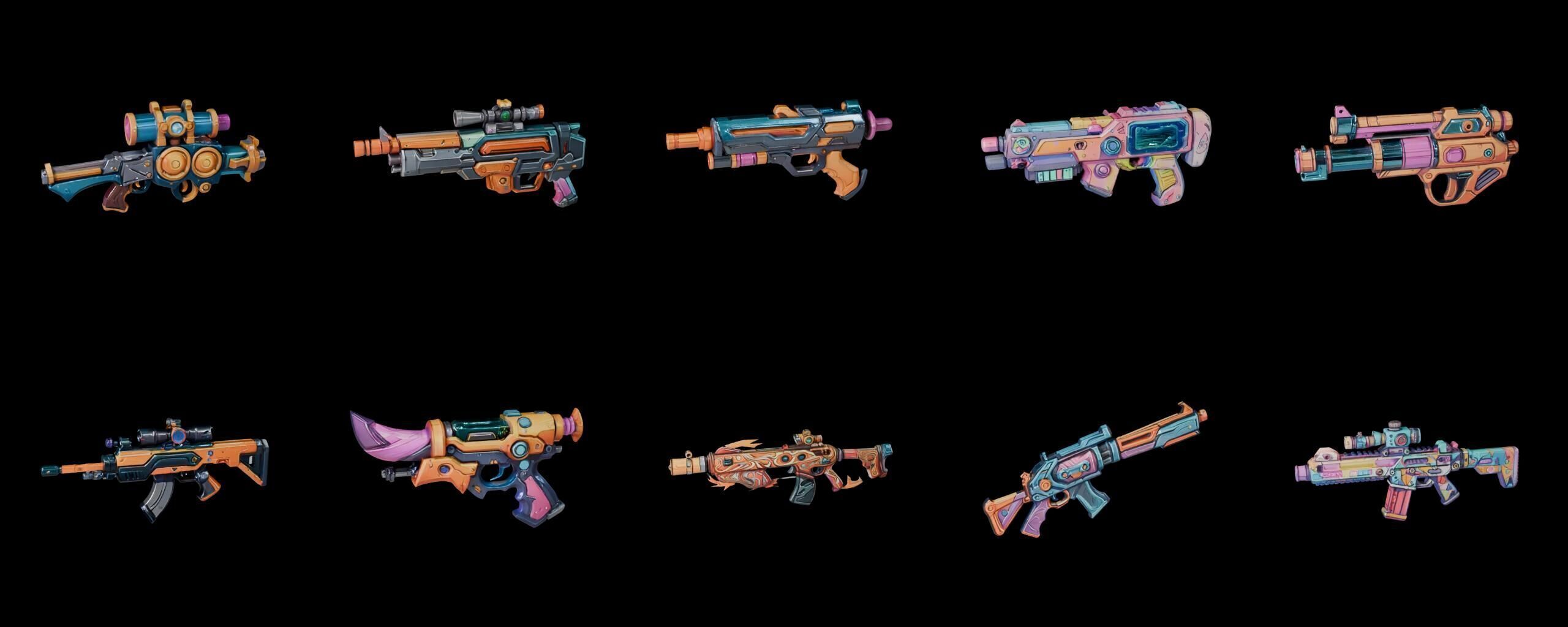 GunWeapon bundle 11 pack 100 fbx Low-poly 3D model_19