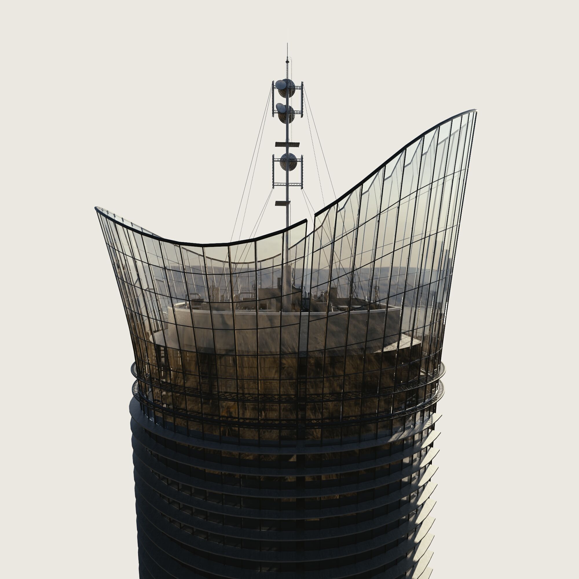 Building Skyscraper City Town Downtown Street Futuristic Utopia Low-poly 3D model_7