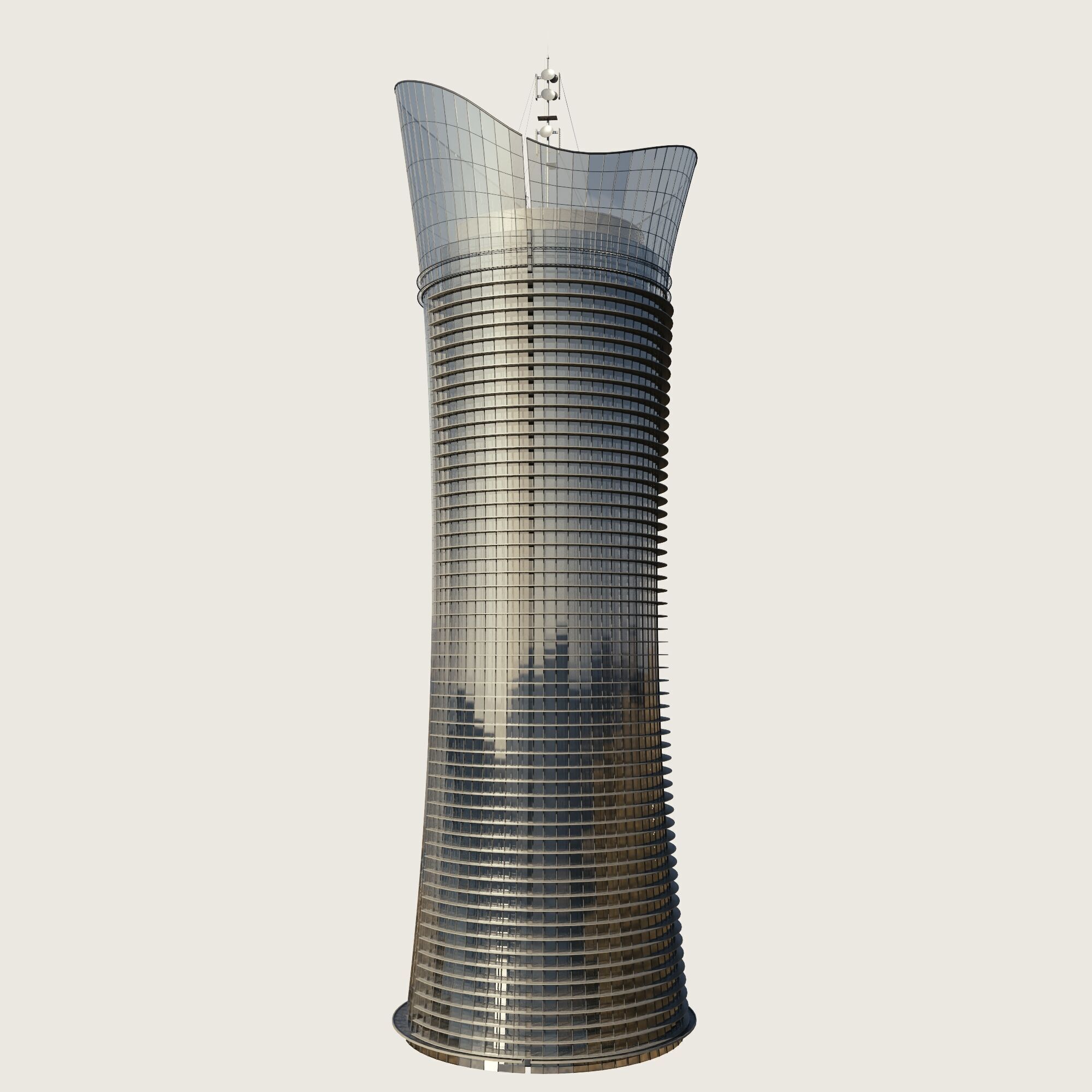 Building Skyscraper City Town Downtown Street Futuristic Utopia Low-poly 3D model_1
