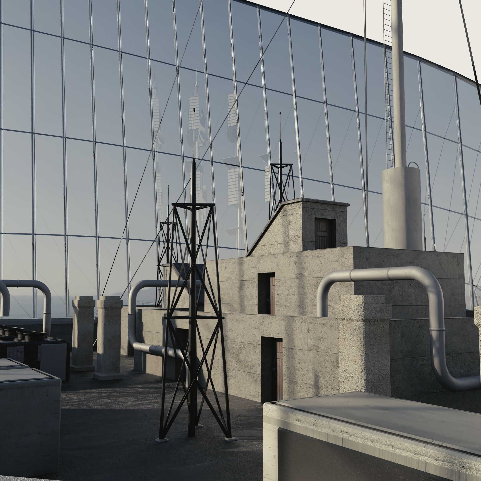 Building Skyscraper City Town Downtown Street Futuristic Utopia Low-poly 3D model_4