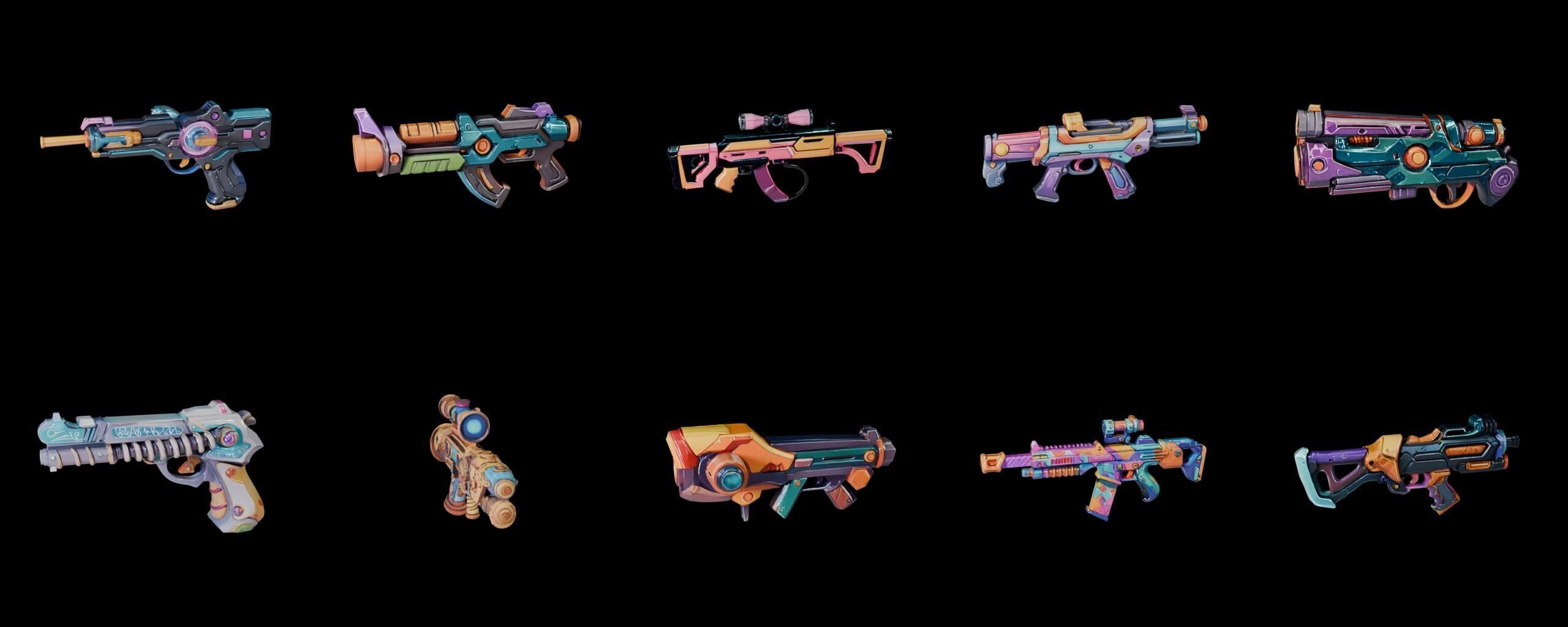 GunWeapon bundle 1 pack 100 fbx Low-poly 3D model_15