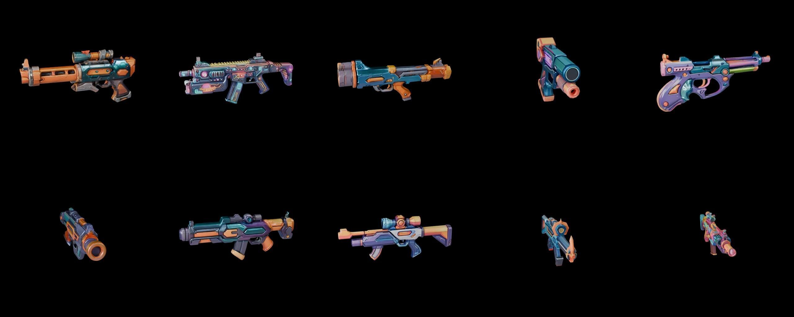GunWeapon bundle 1 pack 100 fbx Low-poly 3D model_7