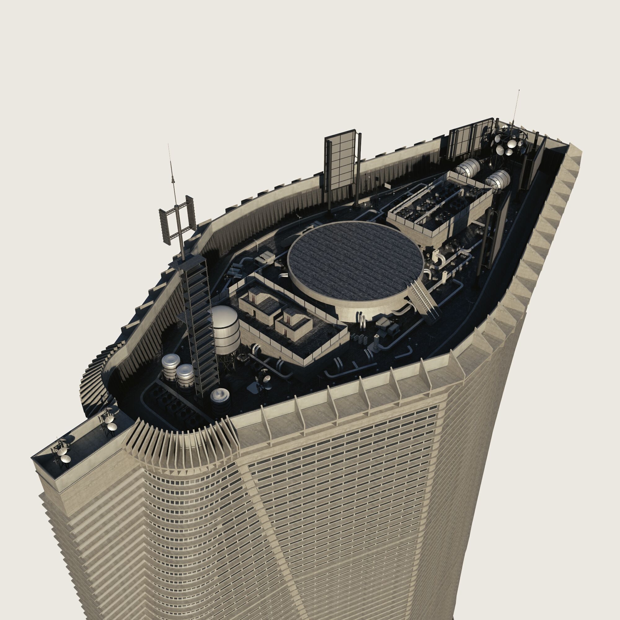 Building Skyscraper City Town Downtown Street Futuristic Utopia Low-poly 3D model_4